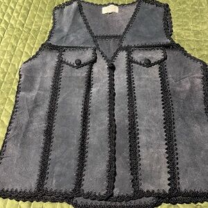 Leathet blue suede cricket vest‎ size small